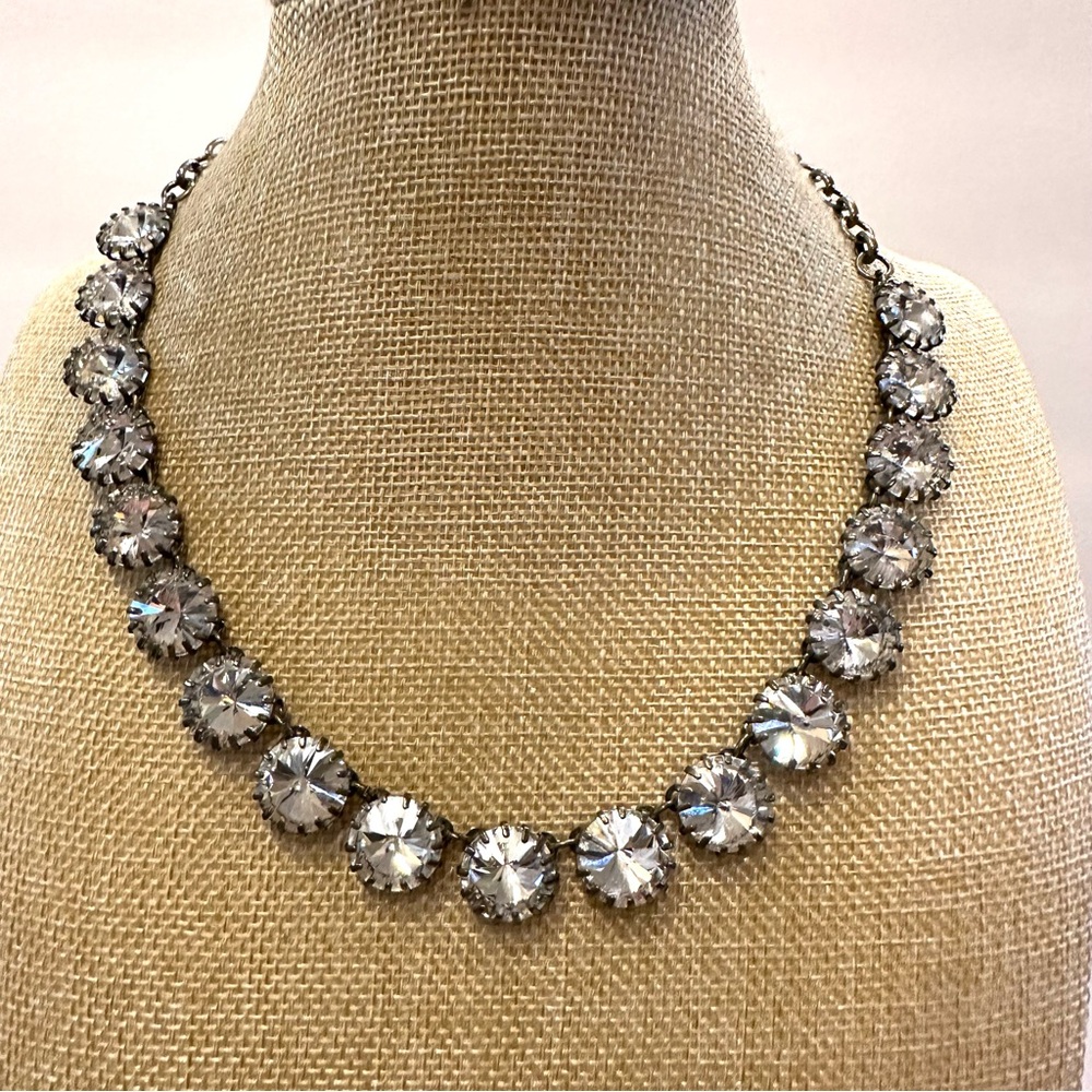 J. Crew Rivoli “Venus Flytrap” Statement Necklace gold tone w/ clear crystals